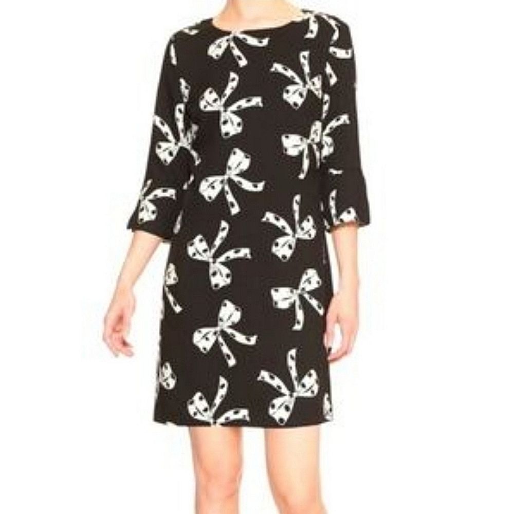 NWT Banana Republic Factory Shift Dress Black White Sz 4 Bows Party Girly